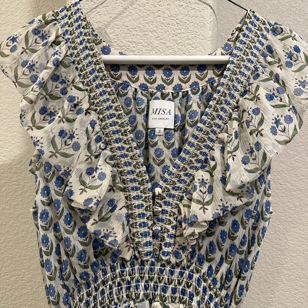Misa Los Angeles Blue and White Midi Dress - Picture 5 of 10